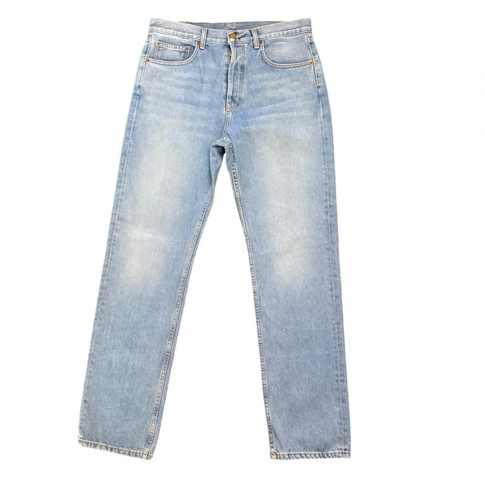B SIDES Womens Plein Relaxed Straight Leg Jean Light Blue Sz 30 New Without Tags - Picture 2 of 9